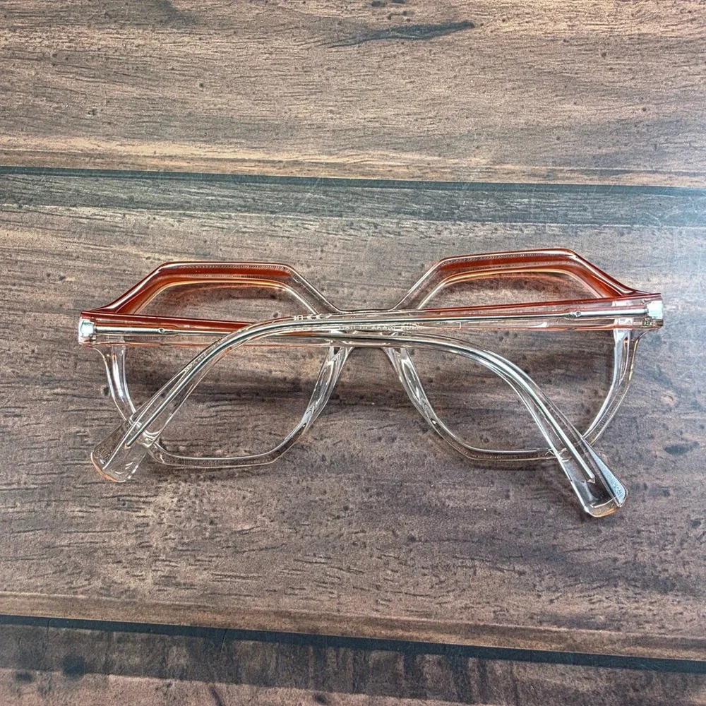 Alain‎ Mikli Paris A03167 005 Hexagonal Clear Amber Frames Italy 52-17-140